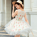 Frauen Floral Print Mesh-Kleid