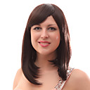 Capless 20% Human Hair Medium Straight Brown Hair Wigs