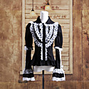 manga longa preta de algodão branco de renda aristocrata gothic lolita blusa