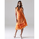 A-line Halter Asymmetrical Chiffon Bridesmaid/ Wedding Party Dress