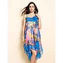 ts flora imprimir chiffon alça do vestido midi