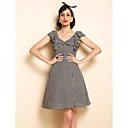 Ts VINTAGE Houndstooth chiffon ruches jurk