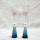 Personalized Wedding Toasting Flutes With Blue Glass Stem