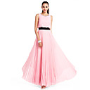 A-line Jewel Floor-length Chiffon Evening Dress