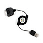 Retractable Sync and Charge Cable for iPad and iPhone (Black, 70cm Length)
