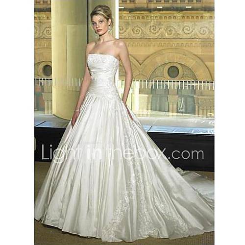 strapless cinderella wedding dresses. A-line Strapless Chapel Train